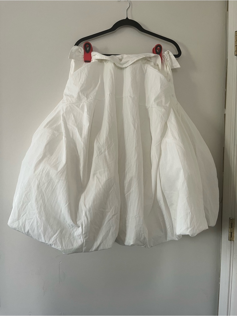 Akirta White Bubble Balloon Puff Midi Skirt Large Cotton Cottagecore Euro Summer